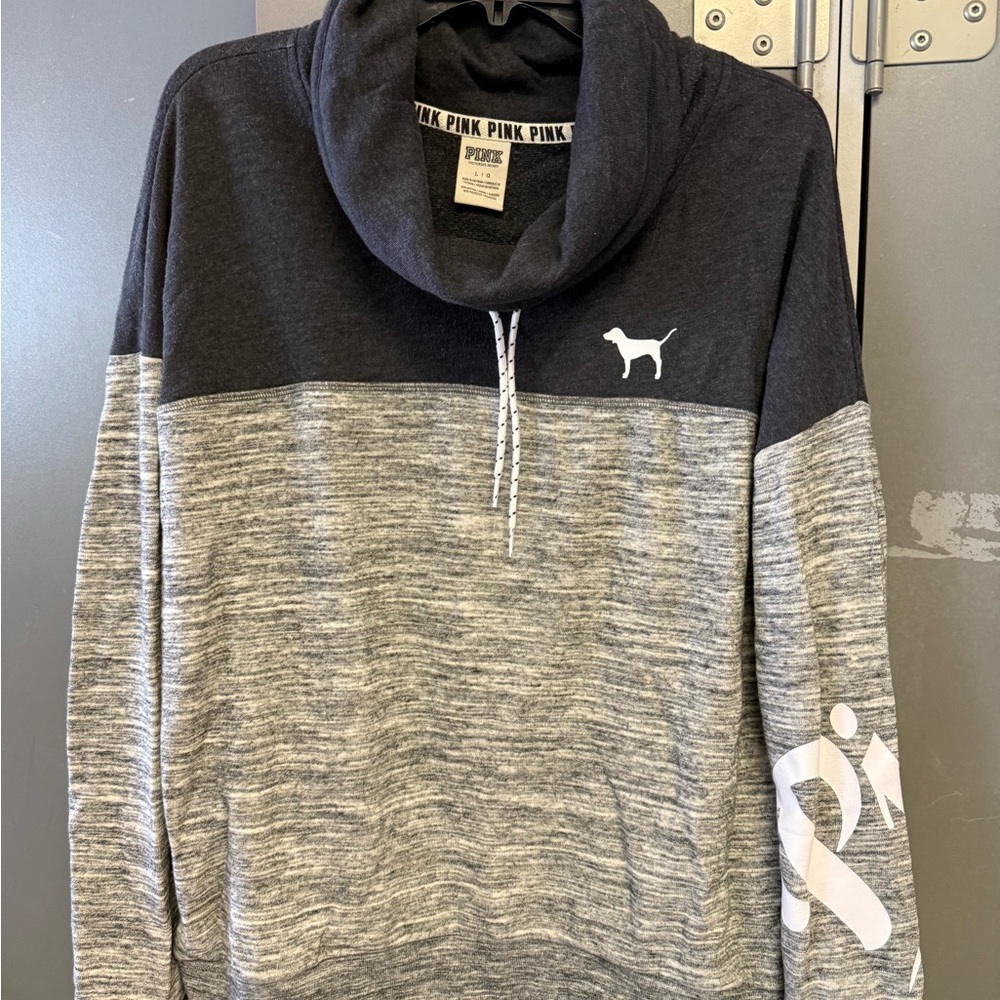 PINK Victoria's Secret Charcoal and Heather Gray Cowl Neck Top